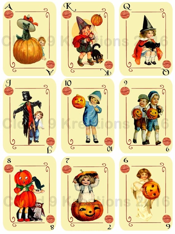 Halloween Kids Playing Cards