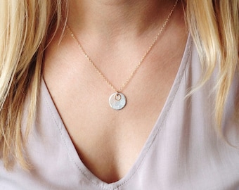 Personalized Jewelry, Girlfriend Gift, Daughter Gift, Gold Disc Jewelry, Gold Circle Necklace, Gift for Wife, Mother's Necklace, Mom Gift