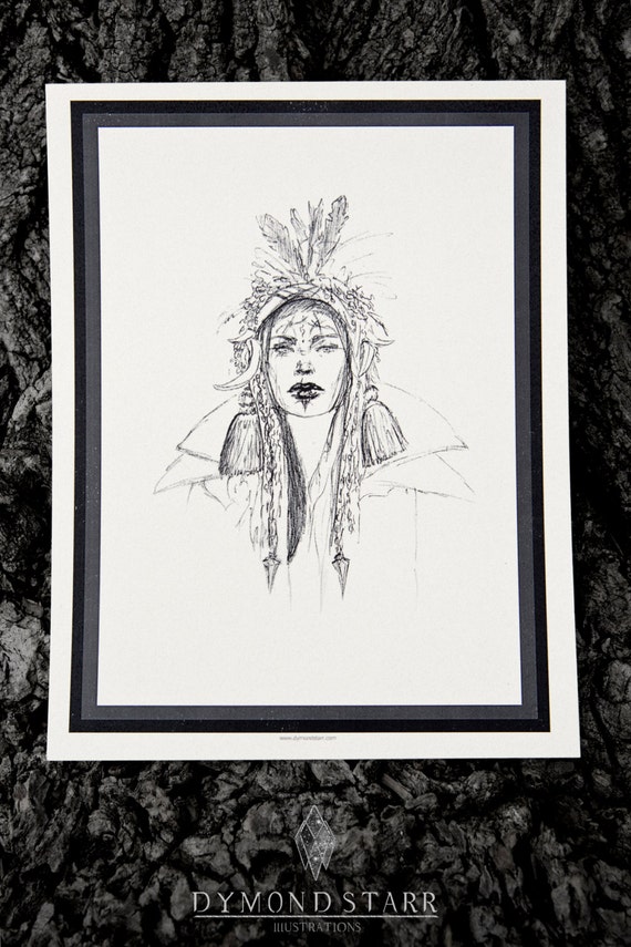 Items similar to The Sorceress - Witch Line Art Ink Tribal Drawing ...