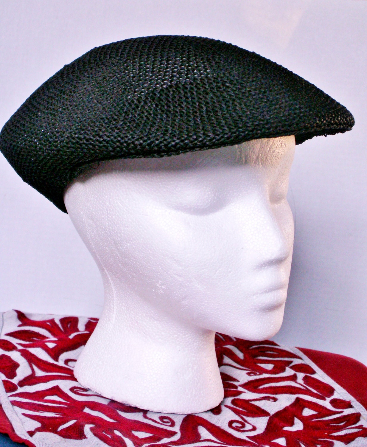 Men's Black Straw Driving Cap Newsboy Cabbie Hat Golf Cap