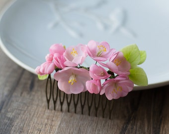 Cherry blossom hair comb - sakura blossom - apple blossom - pink bridal hairpiece - wedding hair comb - flower hair comb - pink hair comb