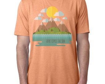 Mountains Shirt | Here Comes The Sun | Men's T-shirt | Graphic Tee | Hiking Shirt | Camping Shirt | Adventure Shirt | Beatles Tshirt |