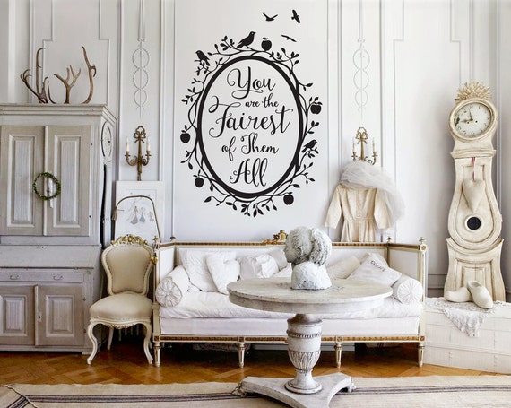 Snow White Fairest of Them All Quote in Woodland Mirror Wall