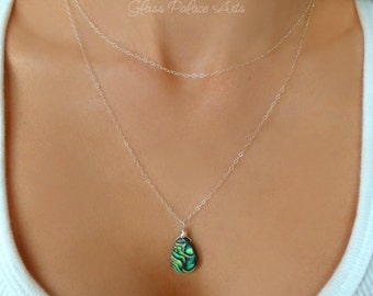 Abalone Necklace, Paua Shell Jewelry, Sea Shell Necklace, Paua Shell Necklace, Abalone Shell Necklace, Beach Wedding Bridesmaid Necklace