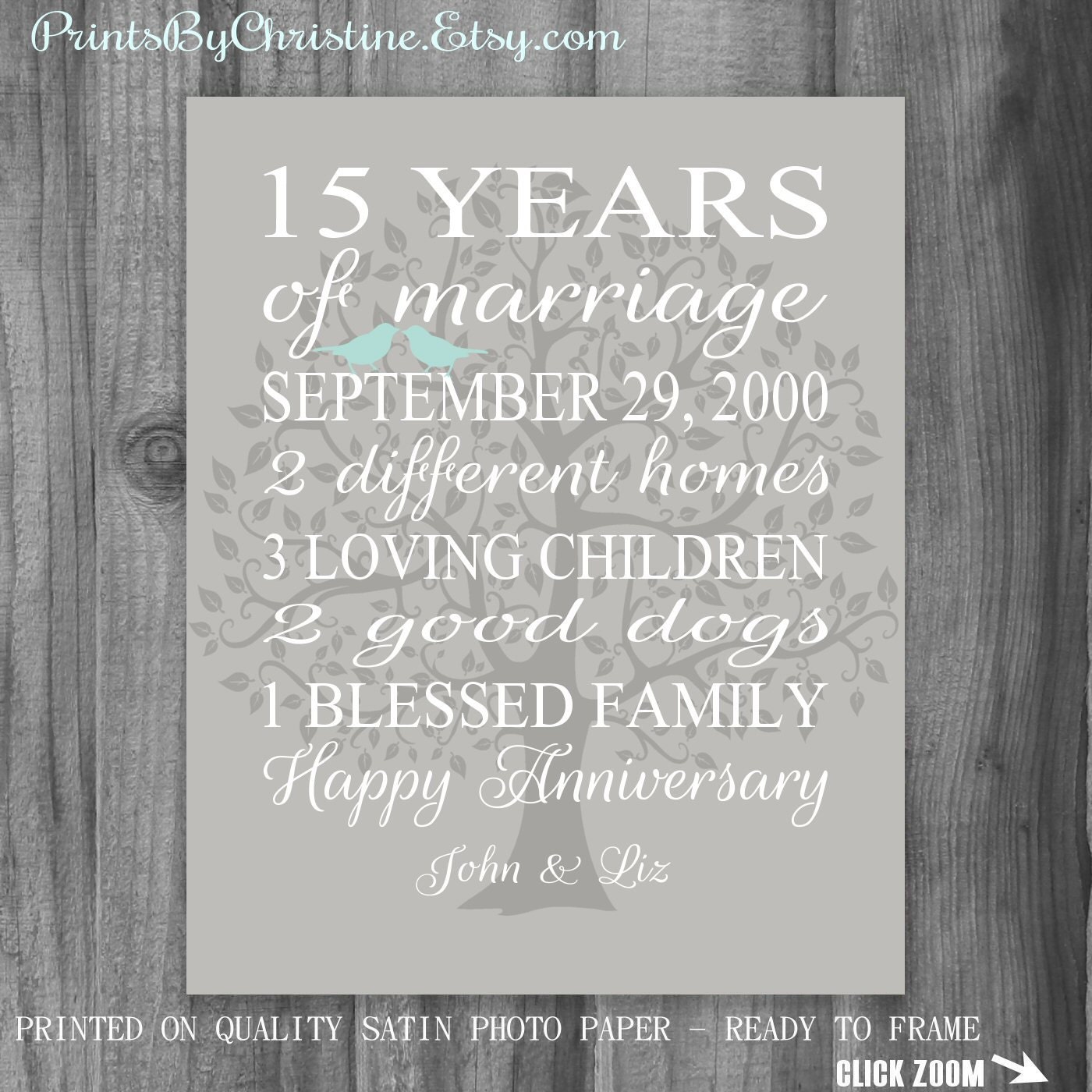 15 Year Wedding Anniversary Gifts 15th Anniversary Gift Wife Anniversary Gift 15 Years