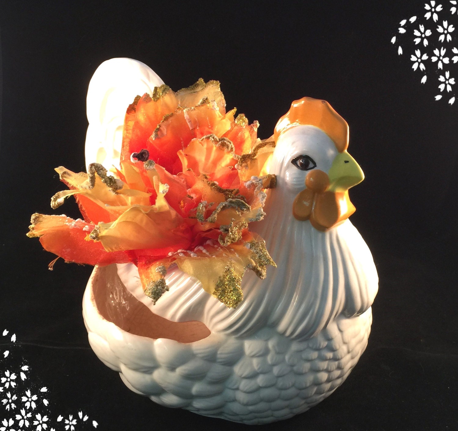 Large Arnel's CHICKEN Rooster VASE Planter/Egg
