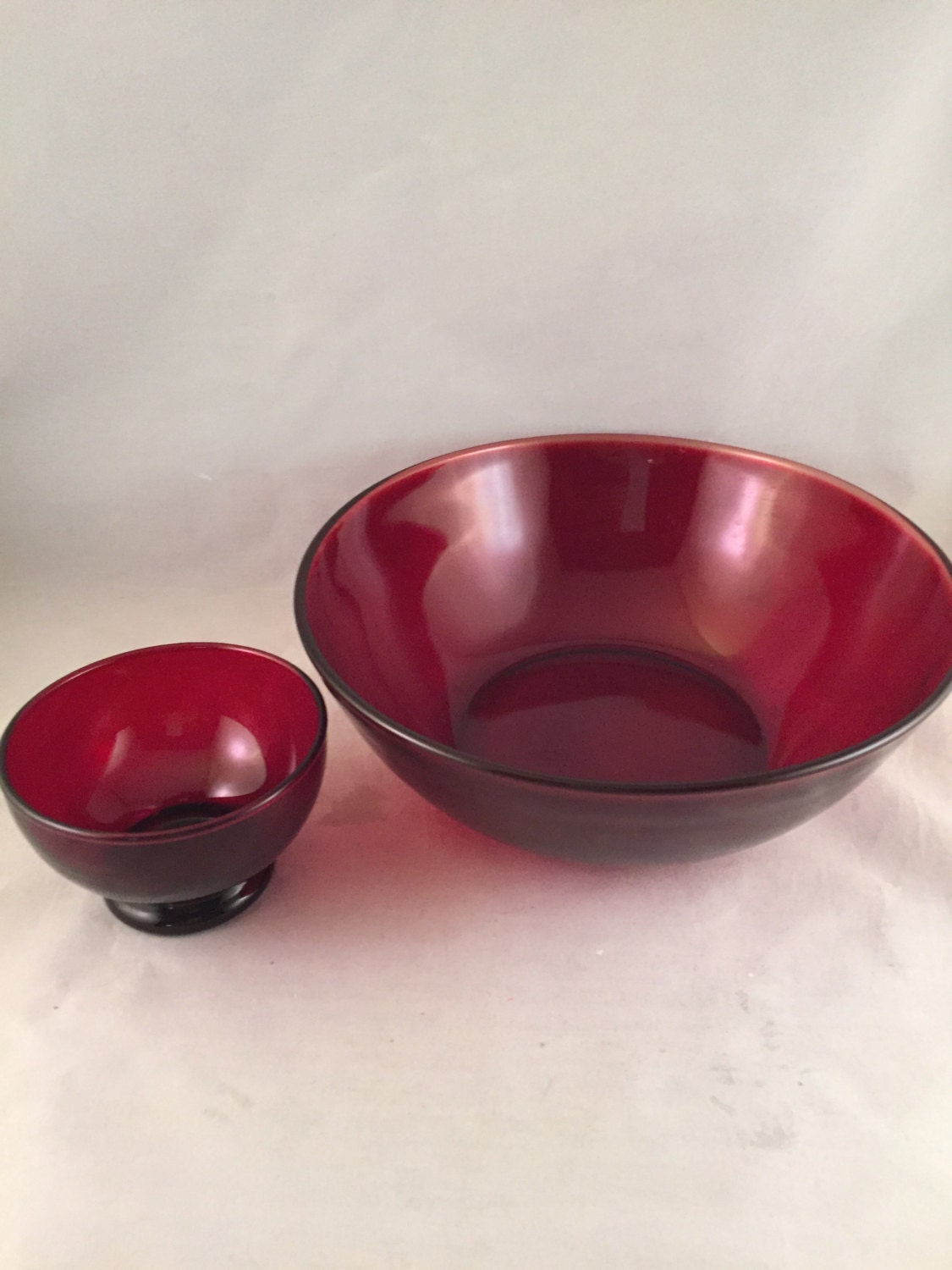 Vintage Royal Ruby Red Serving Bowl Set