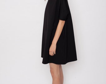 Casual black dress, oversize dress, oversize tunic, A-line dress,black tent dress, loose dress, casual dress