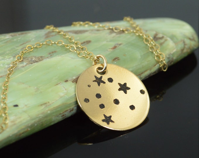 14k Gold Filled Aquarius Necklace, Gold Aquarius Necklace, Gold filled, Aquarius Constellation, Star Jewelry, Zodiac Necklace, Zodiac