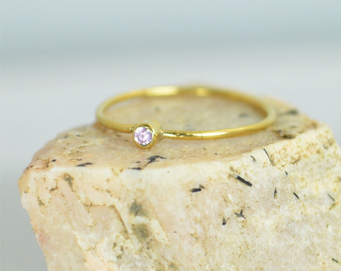 Tiny Pink Tourmaline Ring, Solid Gold Tourmaline Ring, Pink Tourmaline Stacking Ring, Pink Mothers Ring, October Birthstone, Tourmaline Ring