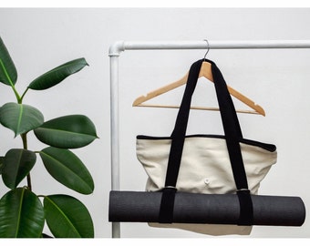 Yoga tote bag, Yoga mat bag, Canvas bag, Personalized Yoga Bag, Handmade shoulder bag, yoga gift
