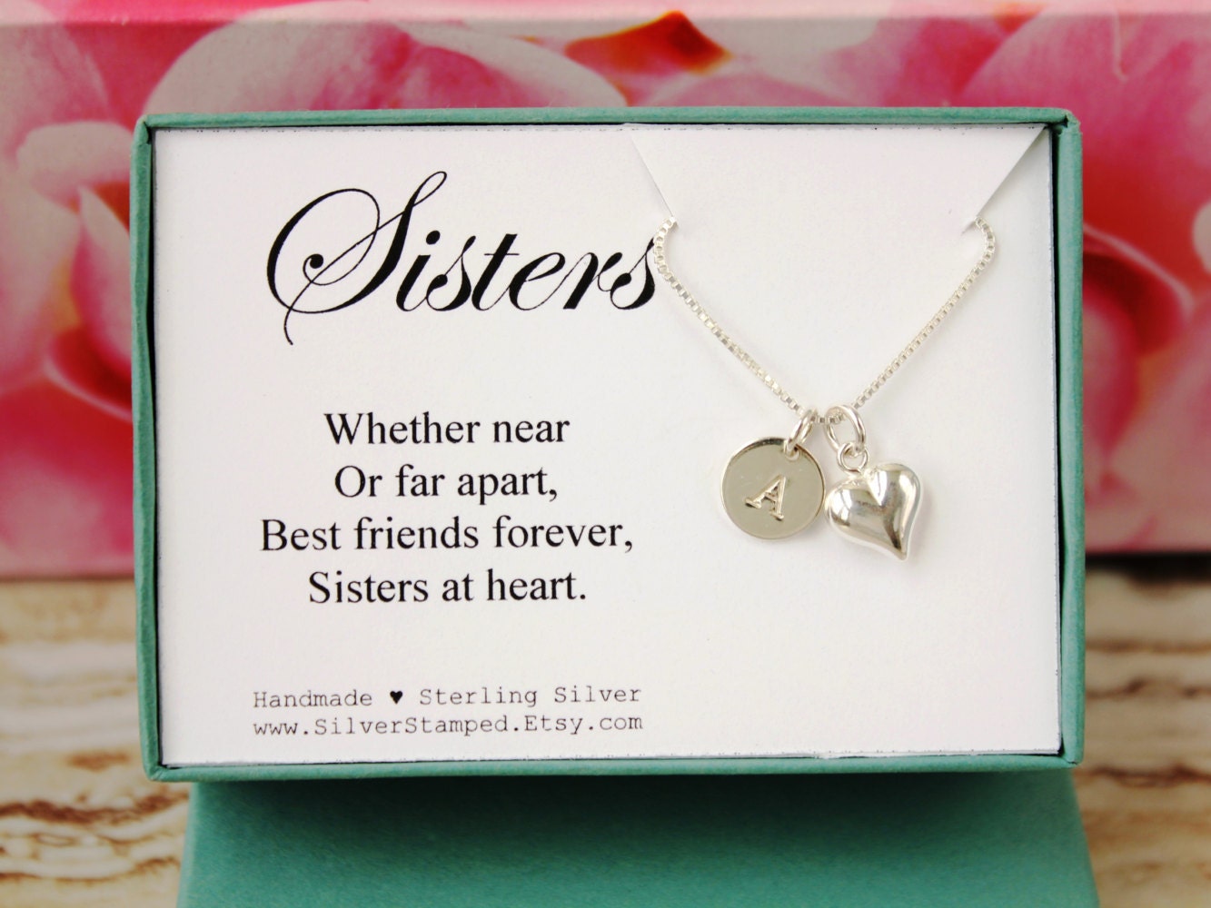 Sisters Necklace Personalized Gift for Sister Sterling