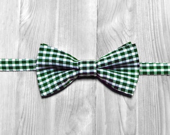 Green bow tie, Christmas bow tie, checkered bow tie, wedding bow tie, men's bow tie, women's bow tie, baby bow tie.