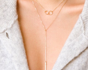 Friendship Necklace, Karma Circle Necklace, Interlocking Circle Necklace, Mother Daughter, Bridesmaid Gift, Bridesmaid Necklace 10mm