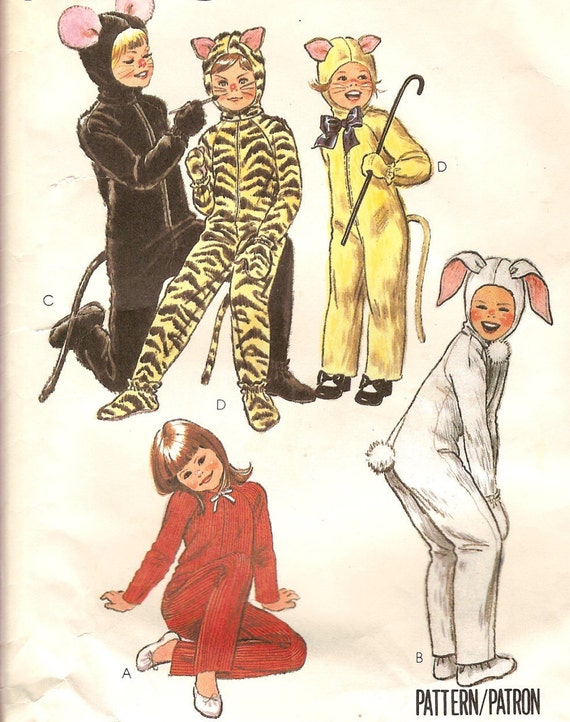 Bunny Mouse Tiger Costume PJs Sz 10 Vintage 1980