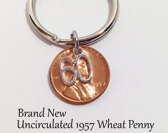 60th Birthday Gift, 60 Birthday, 60th Anniversary Gift, 60th Birthday for men, Penny Keychain, 60th Birthday Gifts for Women, Sixty Gift