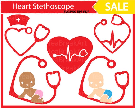 Download Items similar to Heart Stethoscope Nurse Baby Cutting Files SVG PNG EPS pdf jpg jpeg Instant ...