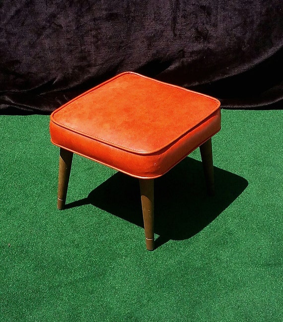 Mid Century Modern Footrest MCM Red Orange by VINTAGEnfinity
