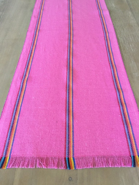 Mexican table runner pink rustic jerga style boho chic