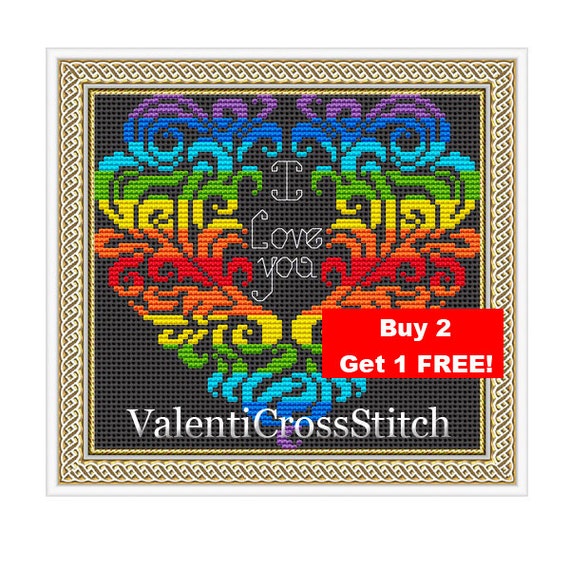 Heart Cross Stitch pattern I Love You Cross Stitch Pattern Stitch cross pattern heart