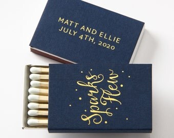 SPARKS FLEW Matchboxes - Wedding Favors, Wedding Matches, Wedding Decor, Personalized Matches, Custom Matchboxes, Match Box Favor, Gold Foil