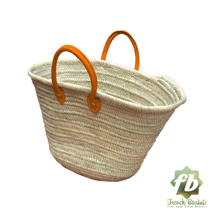 Market Basket Handles leather Pink by Frenchbaskets on Etsy