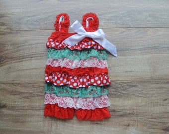 Christmas Baby Girl Petti Romper, baby romper, Baby girl Outfits, Baby Girl Clothes, Baby Lace Romper, baby clothes, baby gift, 1st Birthday
