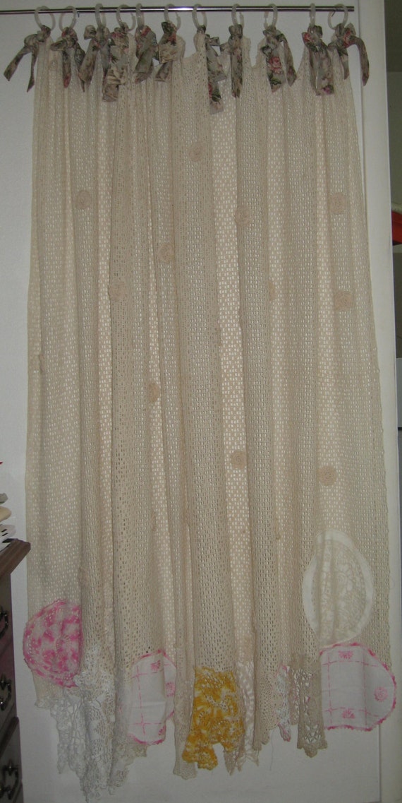 Shabby Chic Shower Curtain/Vintage by BohoBagsNThings on Etsy