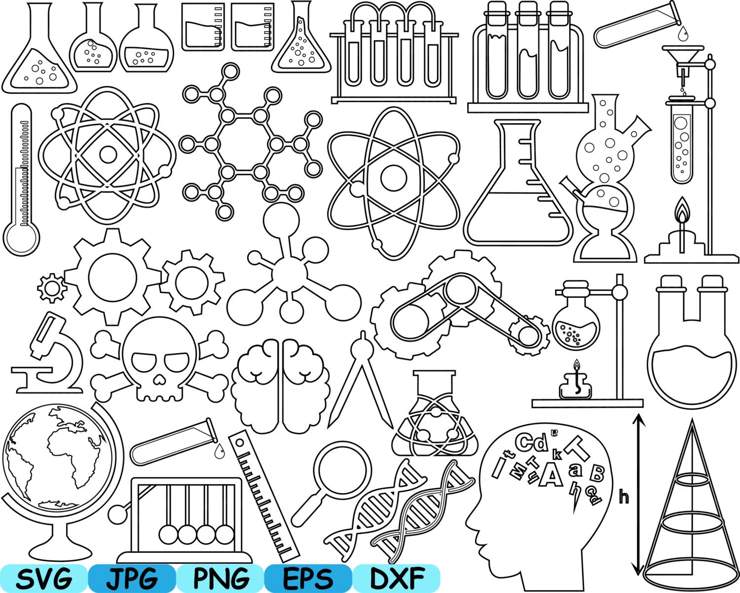 Science Outline School Cutting file Digital ClipArt SVG