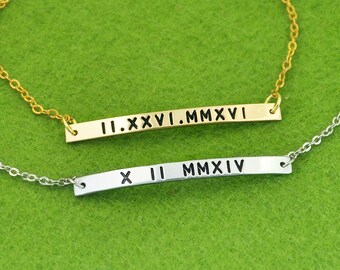 925 Sterling Silver Bracelet, Custom Roman Numeral Bracelet, Personalized Bar Bracelet, Anniversary Bangle,Valentine Gift for Girlfriend