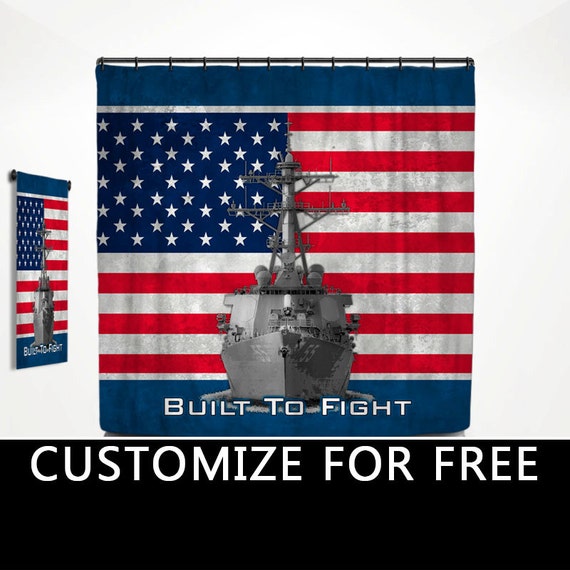 Navy Destroyer Shower Curtain Navy Ship Bath Decor by ProducstByMe