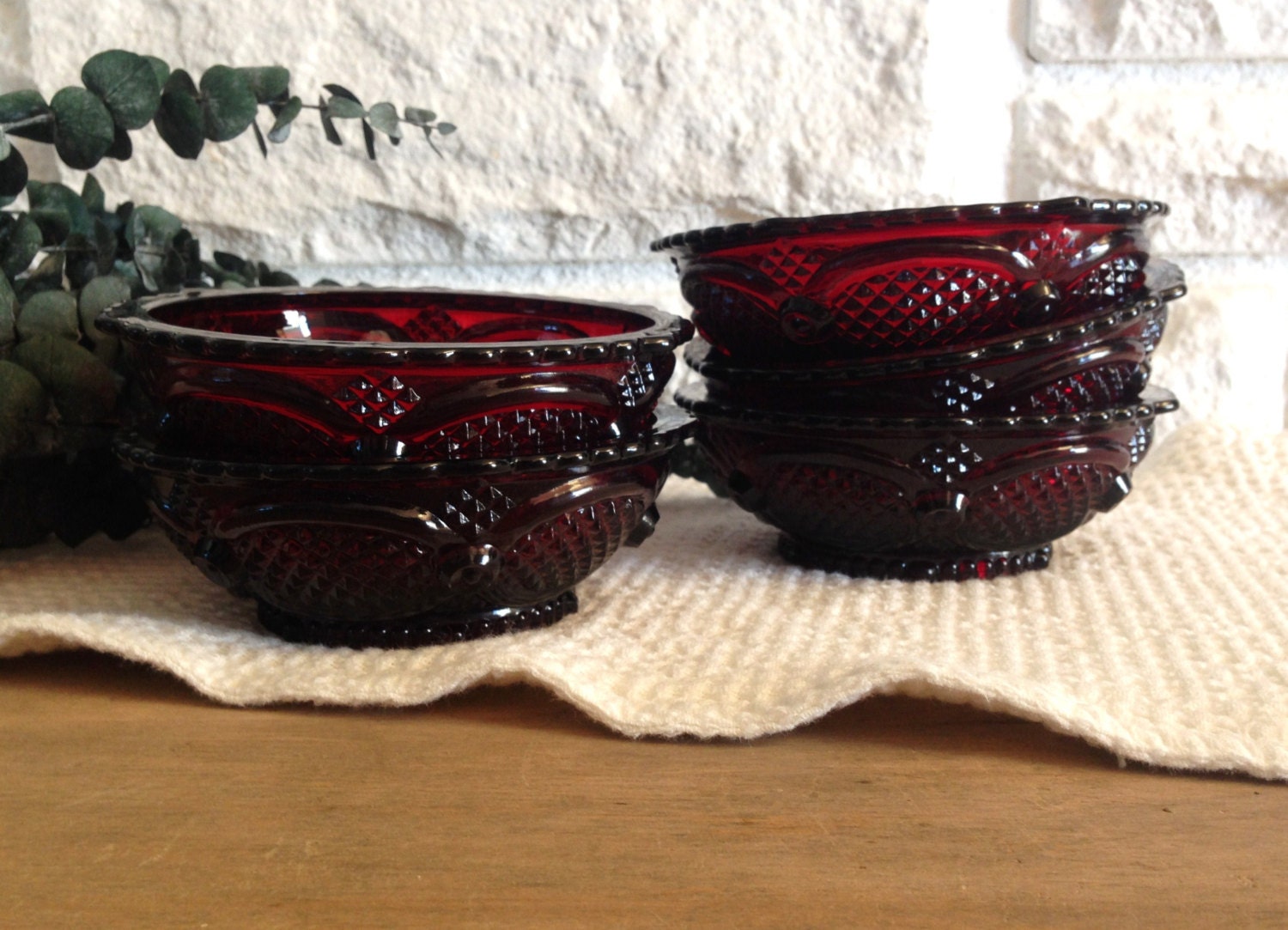 Red Glass Berry Bowls Avon Cranberry Glass Dessert Bowls