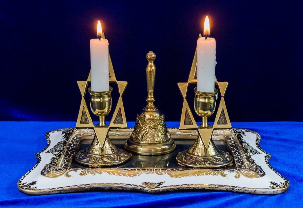 Jewish Candlestick Set forShabbat and Holidays Elegant One
