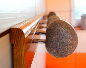 Porte manteau en bois, patère et crochet, porte-manteau en pierre, towel hooks, rock towel holder, towel hook, wall mounted coat rack