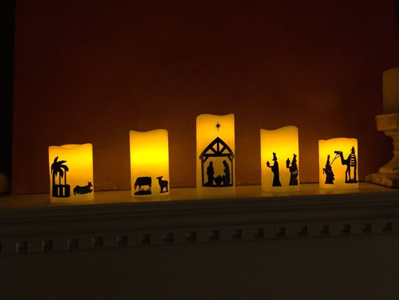 Items Similar To Spiritual Christmas Decorations Candles Nativity