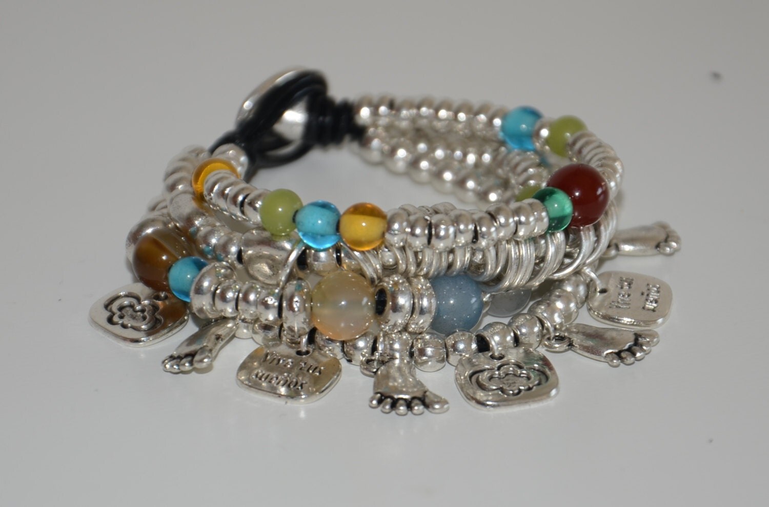 uno de 50 style bracelet colourful stone beadswith pedant of