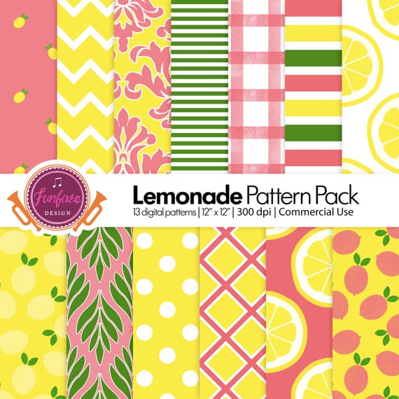 Pink Lemonade Digital Papers Lemon Paper Lemonade Paper 0711