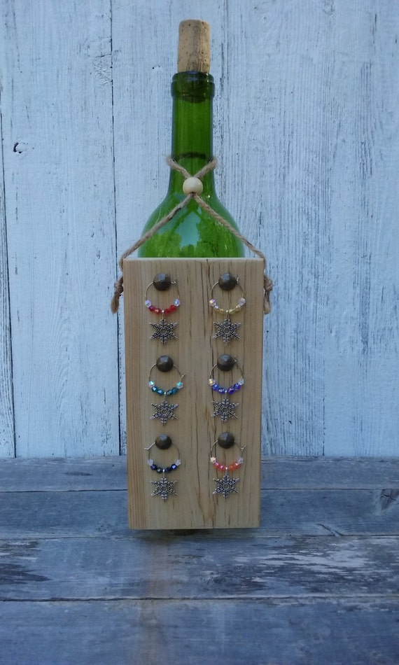 Rustic Wooden Wine Charms Holder Wine Charms Stand Wine