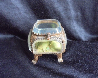 French vintage glass jewelry display case/ormolu glass/wedd/jewelery cabineting ring casket//decoration box/pocket watch casket french chic