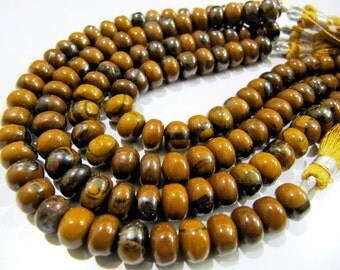Extremely High Quality Natural Genuine Tiger Eye Plain Rondelle Beads / Smooth Rondelle Beads / 8-9mm Size / Sold per Strand 8" long