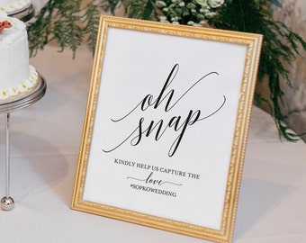 Wedding Hashtag Sign, Oh Snap Wedding Sign, Instagram Sign, Share the Love, Wedding Printable, Printable Sign, Instant Download #BPB310_30