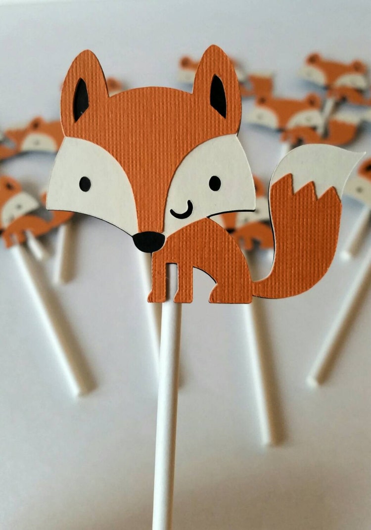 fox cupcake topper fox cake topper forest by BellasPerfectParty