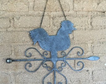 Rooster weather vane style kitchen garden art home decor kitchen outdoor rooster on a chain garden salvage rustic wall art oxidized metal