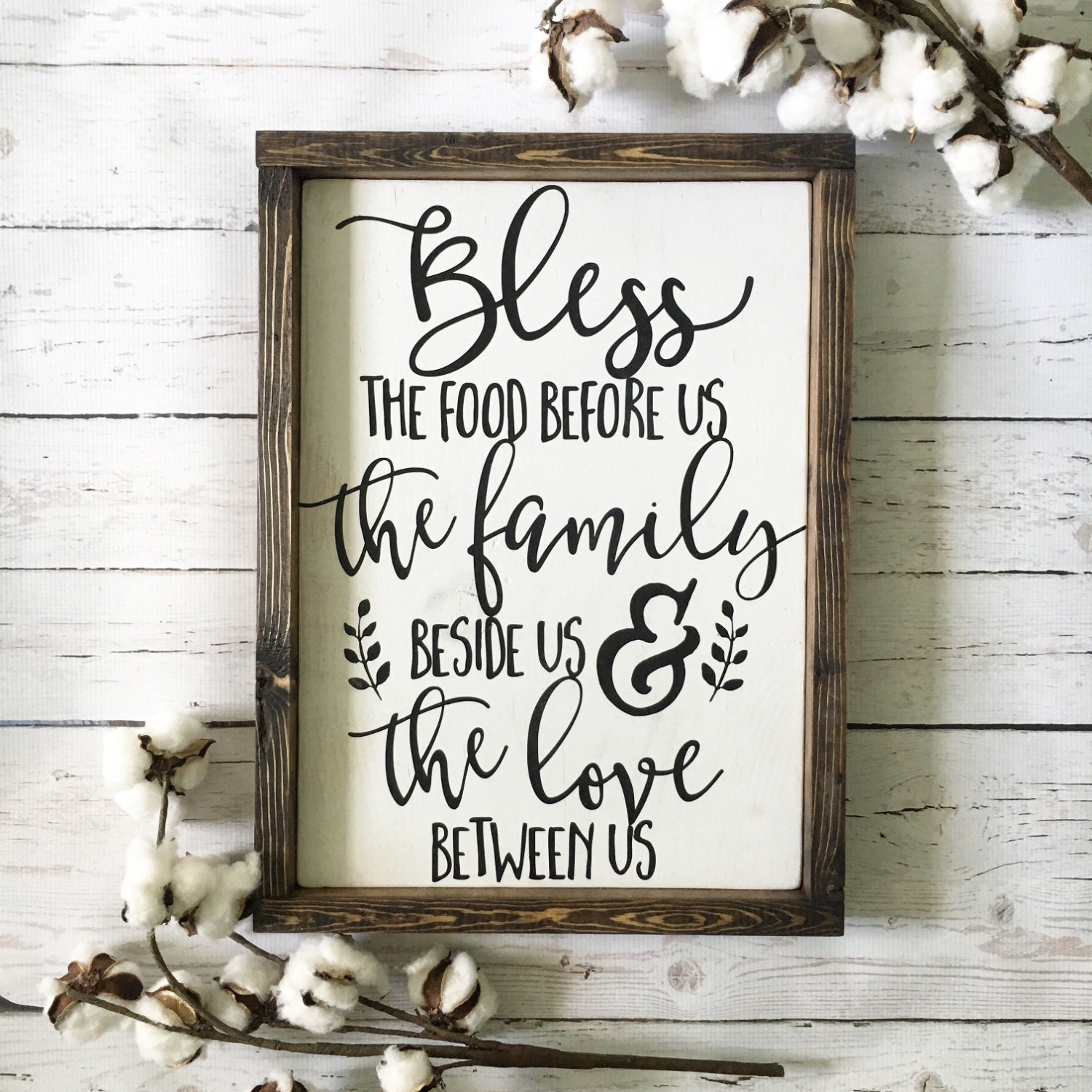 Download Bless the Food Before Us Wood Sign Rustic Wood Sign Framed