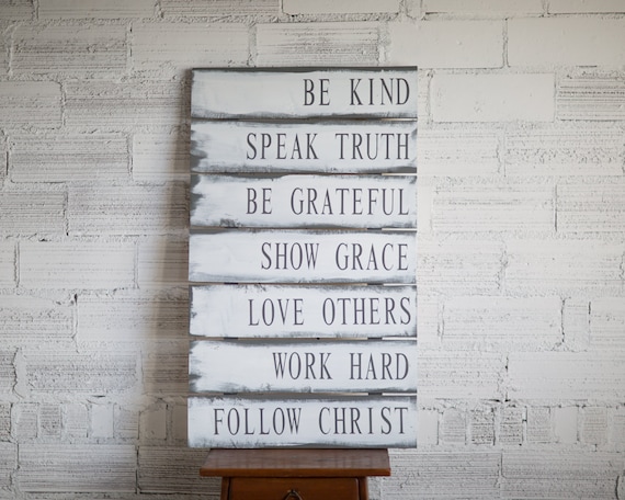 Family Rules Sign | Christian Values sign | Family Values | Gift for Her | Rustic Sign | Family Rules Wood Sign | Pallet Wood Sign