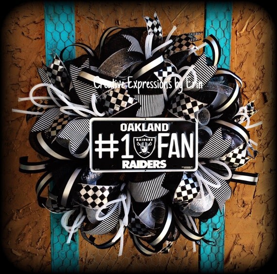 Oakland Raiders wreath oakland raiders decor by CExpressionsbyErin