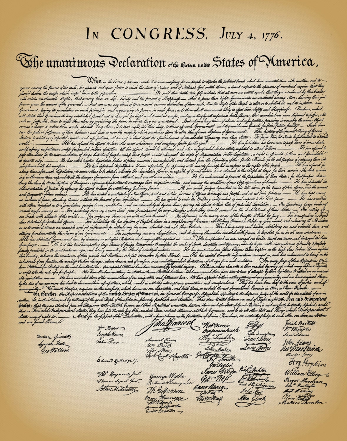 United States Declaration of Independence Document Reproduction ...