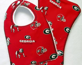 Baby set/ Baby bib/Baby burp cloth/Go Dawgs/Georgia Bulldogs Baby Bib and Burp Cloth Set/GA Bulldogs Baby Set/ GA bull dogs