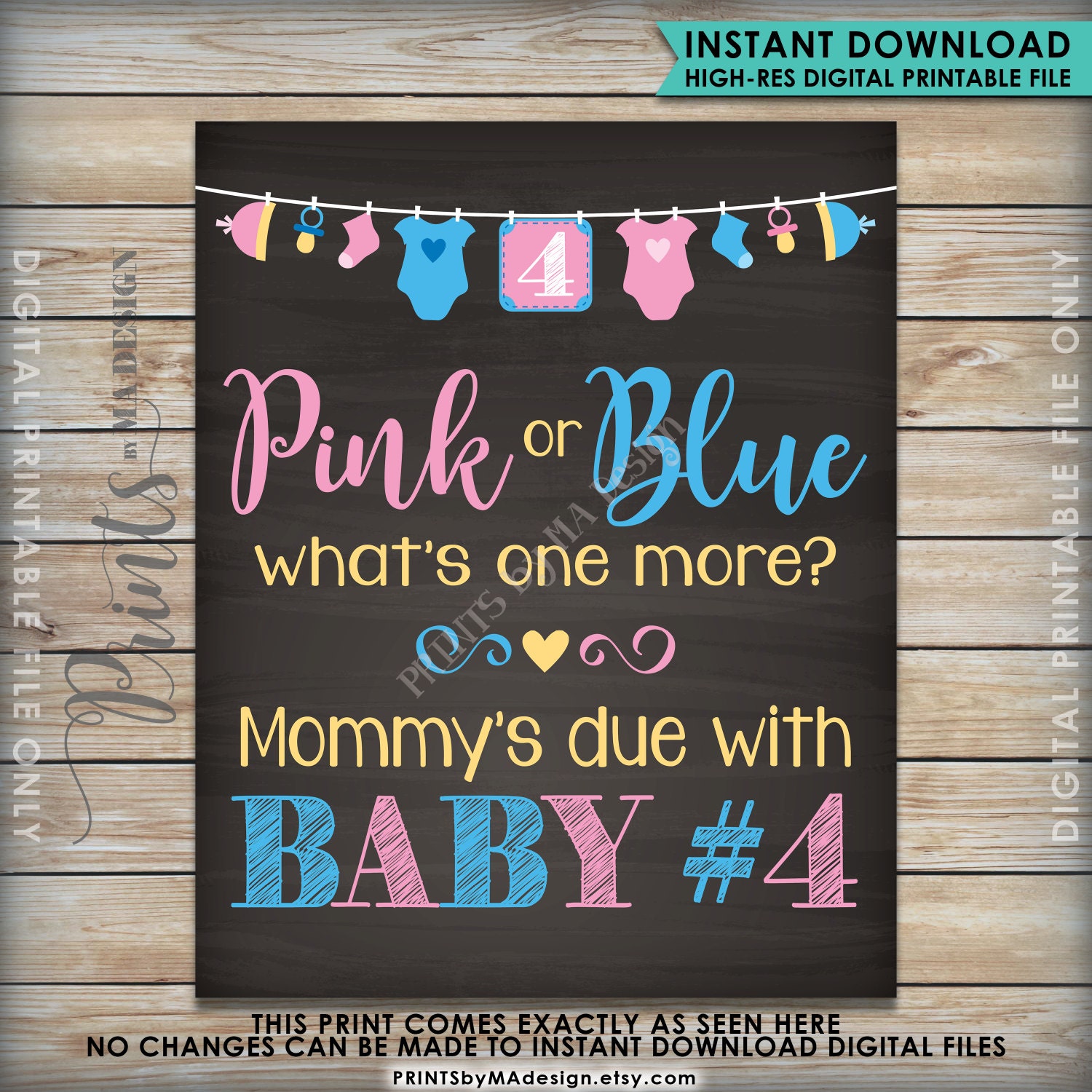 Baby Number 4 Pregnancy Announcement, Pink or Blue What's One More, 4th