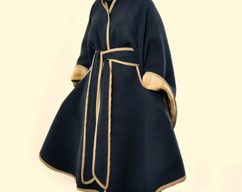 Woman Wool cape/Black Cloak Coat/Black Cape/Maxi cape/100% wool cape/Handmade Cloak Cape/Winter wool coat/Wool cloak/Black cape/C1509